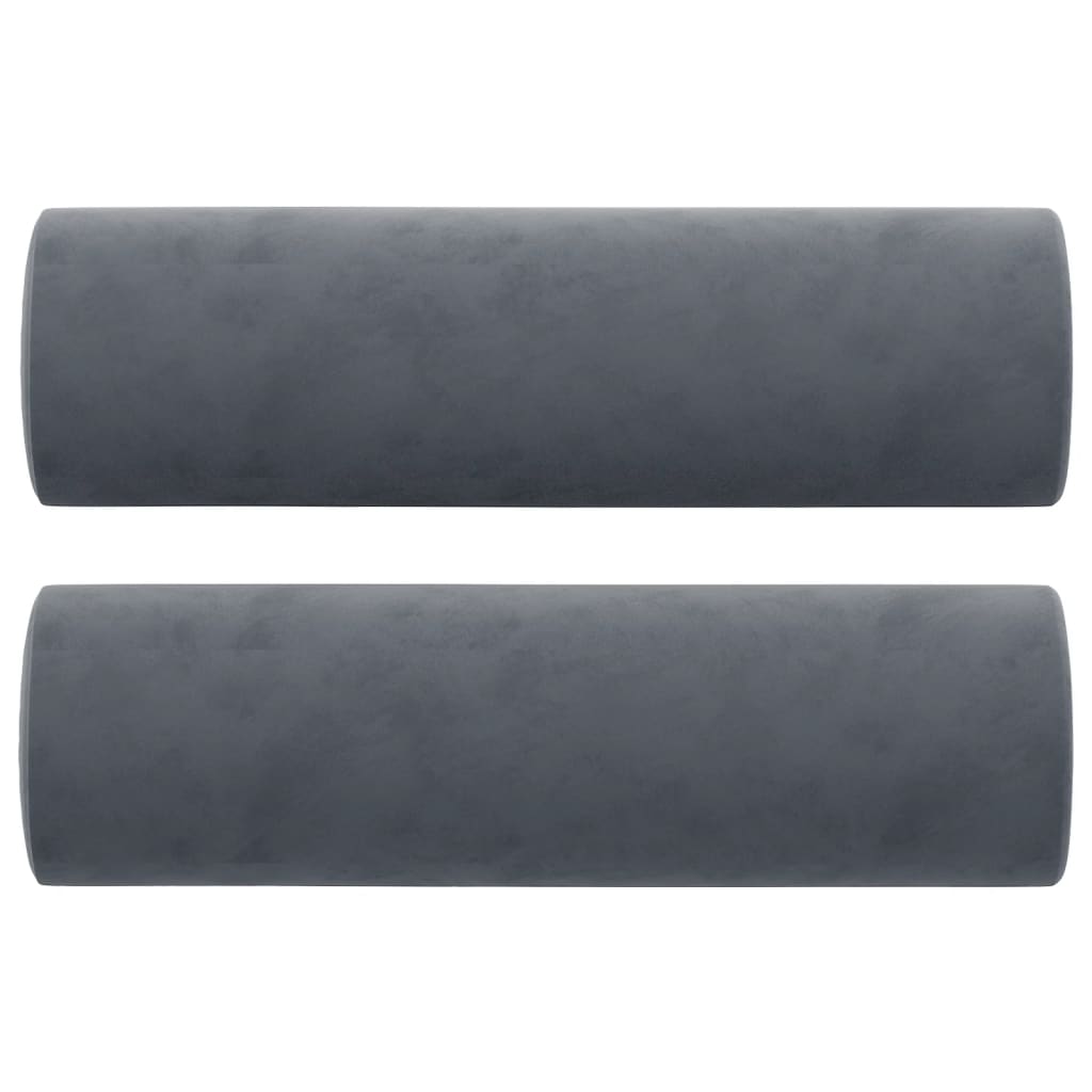 Cuscini Decorativi 2 pz Grigio Scuro Ã˜15x50 cm in Velluto