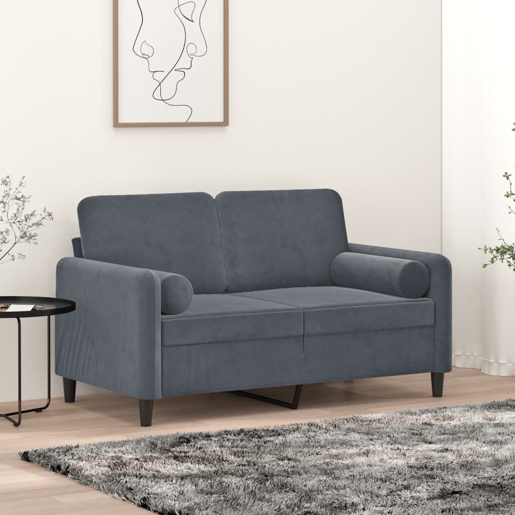 Cuscini Decorativi 2 pz Grigio Scuro Ã˜15x50 cm in Velluto