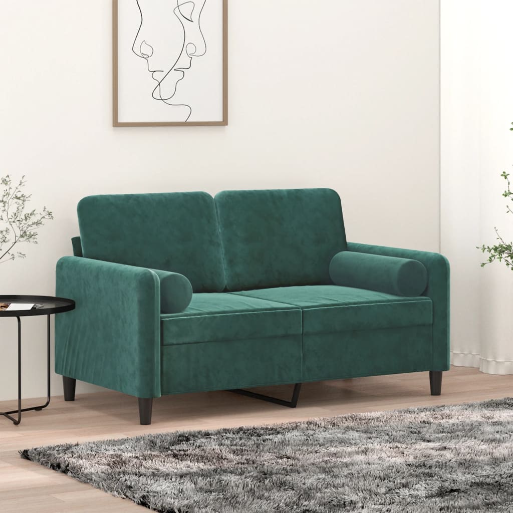 Cuscini Decorativi 2 pz Verde Scuro Ã˜15x50 cm in Velluto