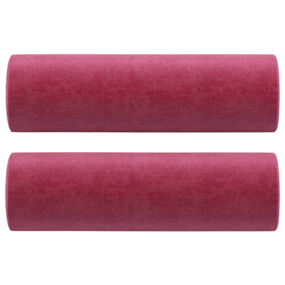 Cuscini Decorativi 2 pz Rosso Vino Ã˜15x50 cm in Velluto