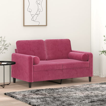 Cuscini Decorativi 2 pz Rosso Vino Ã˜15x50 cm in Velluto
