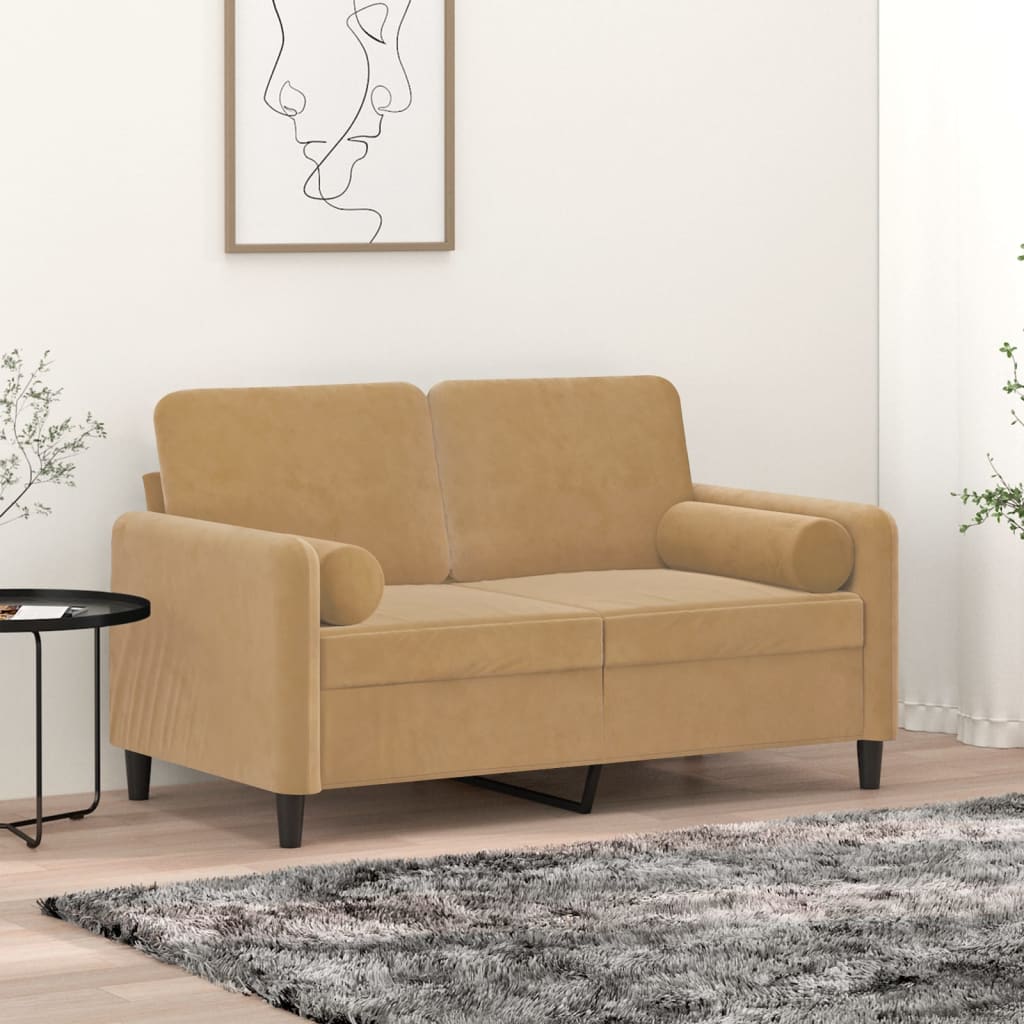 Cuscini Decorativi 2 pz Marrone Ã˜15x50 cm in Velluto