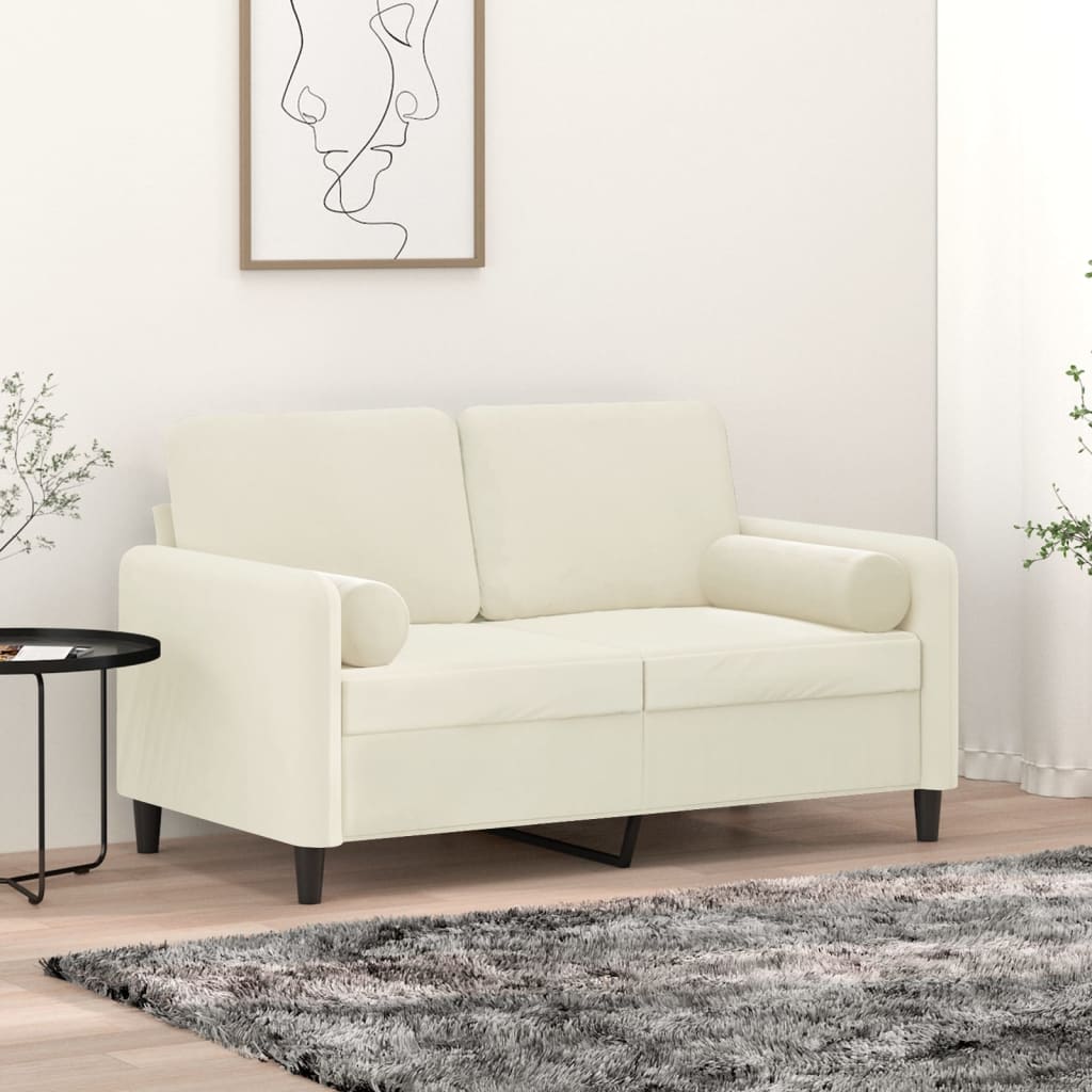Cuscini Decorativi 2 pz Crema Ã˜15x50 cm in Velluto