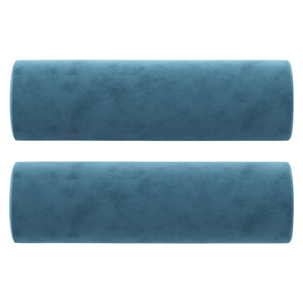 Cuscini Decorativi 2 pz Blu Ã˜15x50 cm in Velluto
