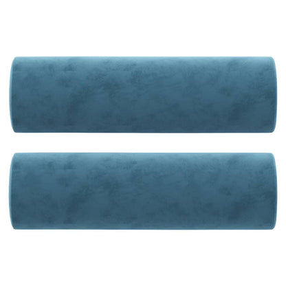 Cuscini Decorativi 2 pz Blu Ã˜15x50 cm in Velluto