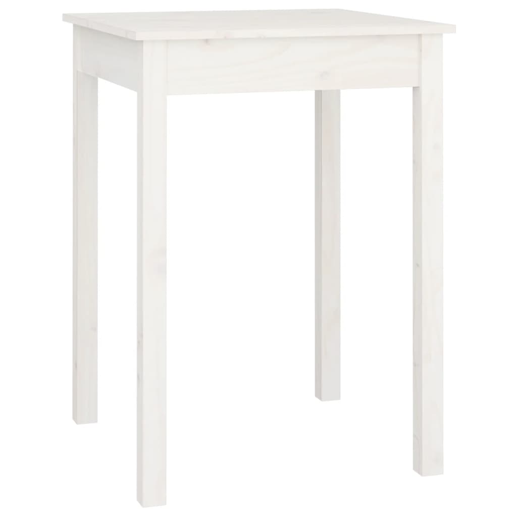 Tavolo da Pranzo Bianco 55x55x75 cm in Legno Massello di Pino