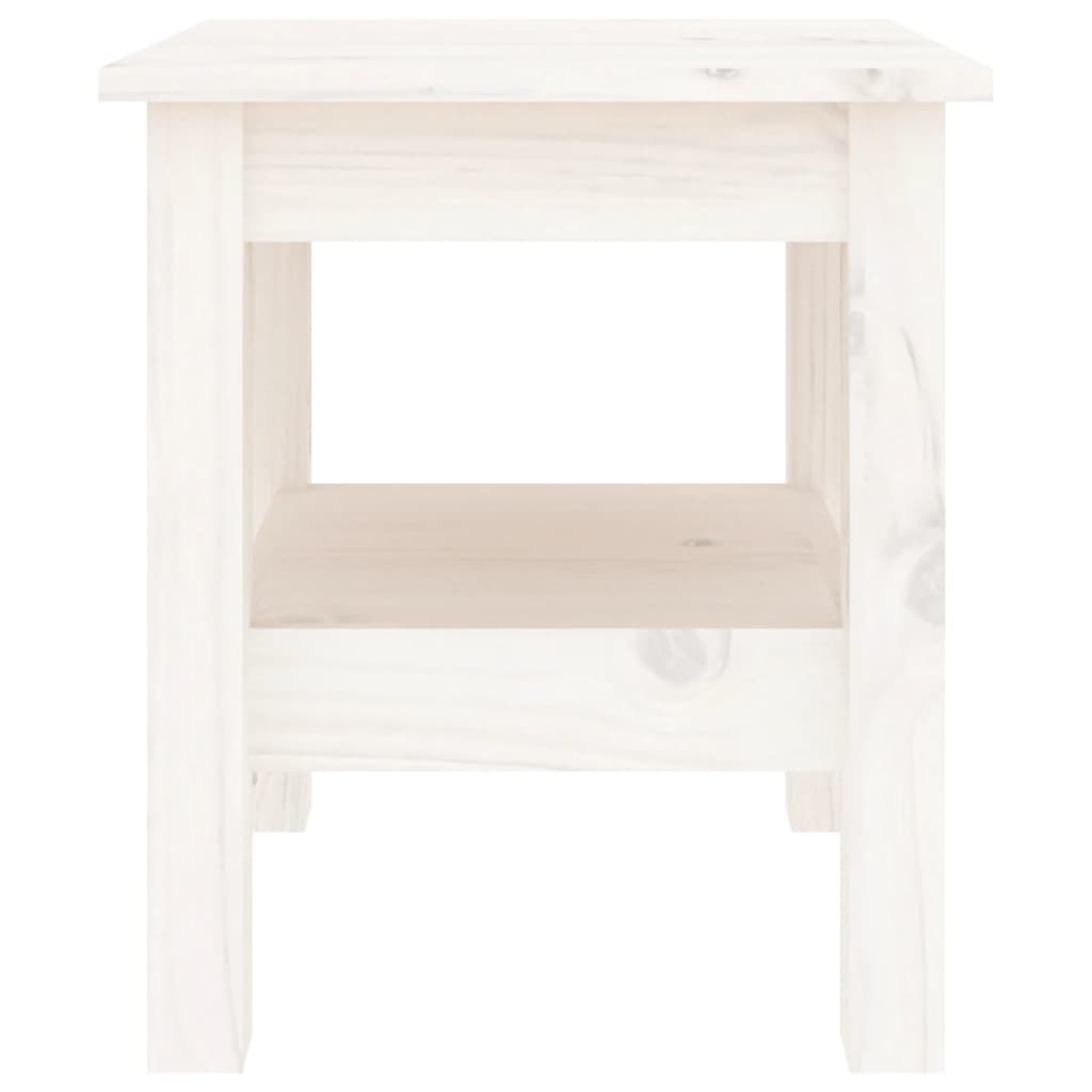 Tavolino da Salotto Bianco 35x35x40 cm Legno Massello di Pino