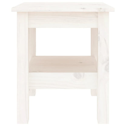 Tavolino da Salotto Bianco 35x35x40 cm Legno Massello di Pino