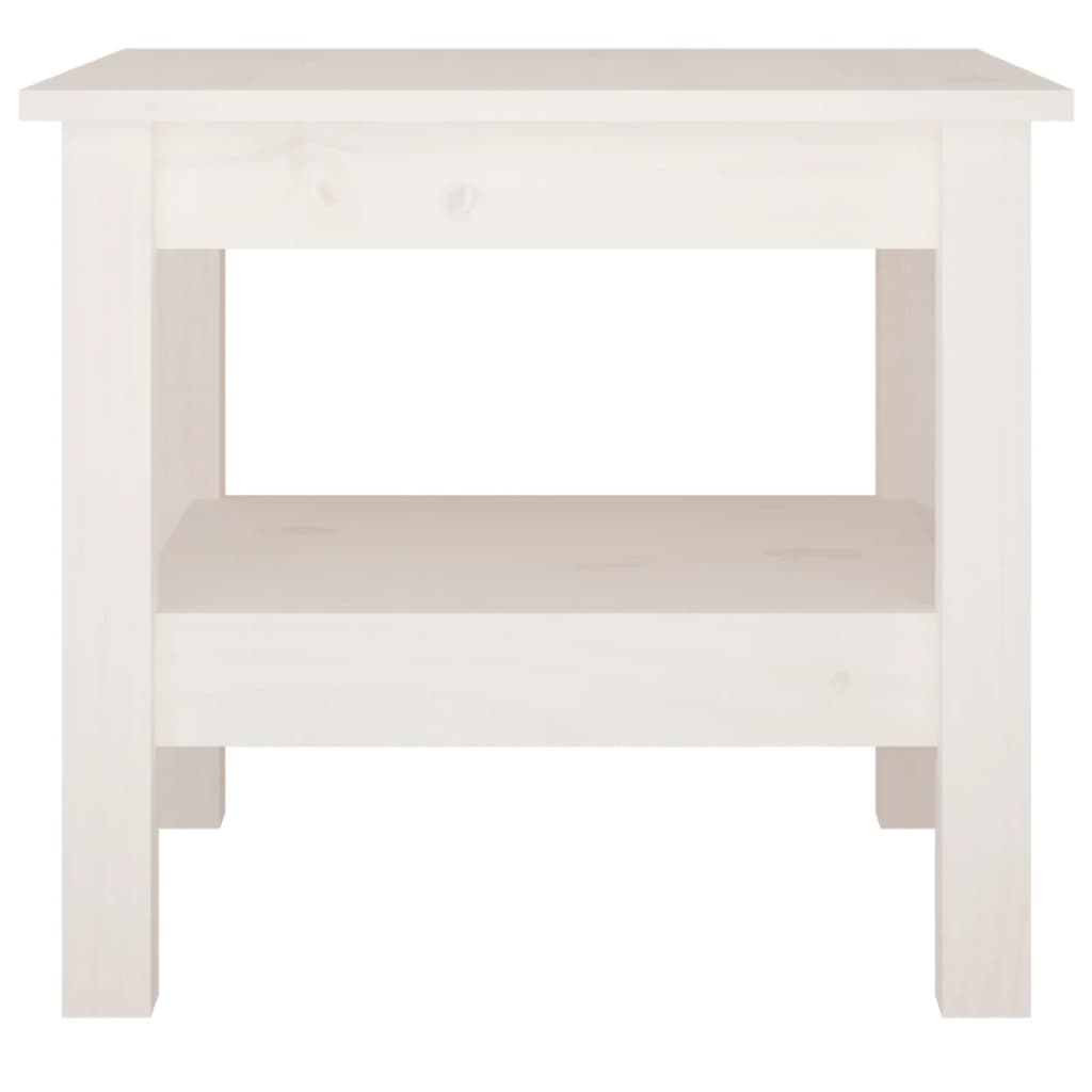Tavolino da Salotto Bianco 45x45x40 cm Legno Massello di Pino