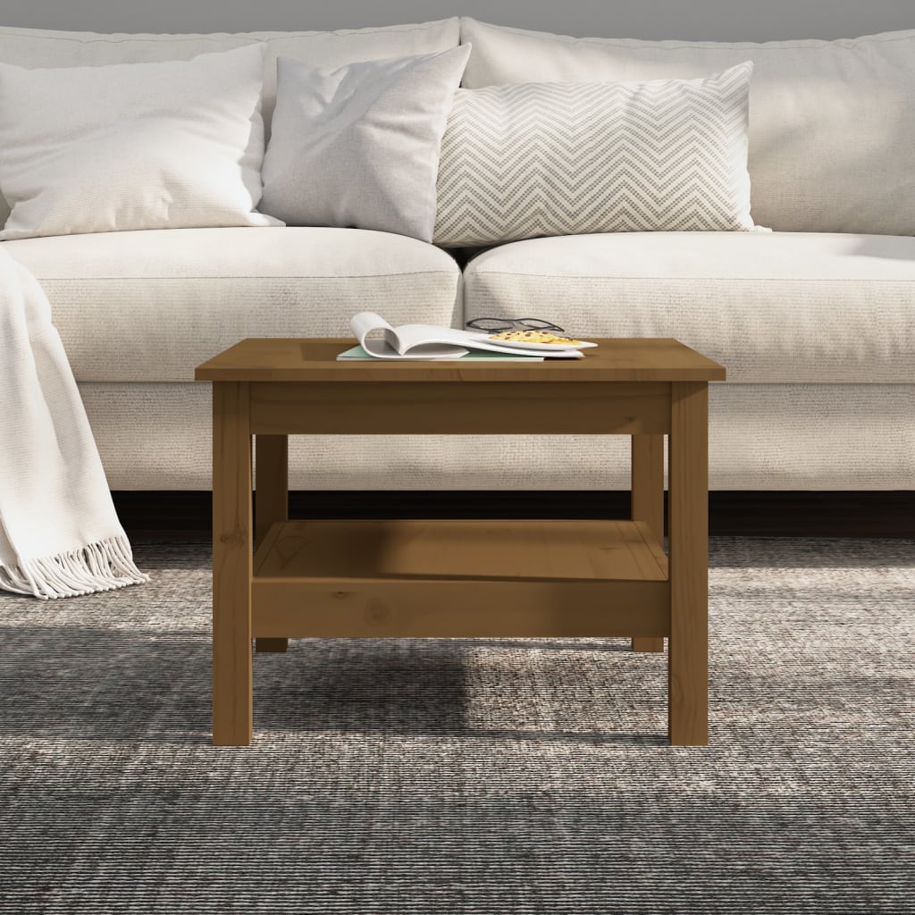 Tavolino da Salotto ambra 55x55x40 cm Legno Massello di Pino