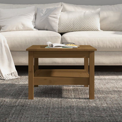 Tavolino da Salotto ambra 55x55x40 cm Legno Massello di Pino