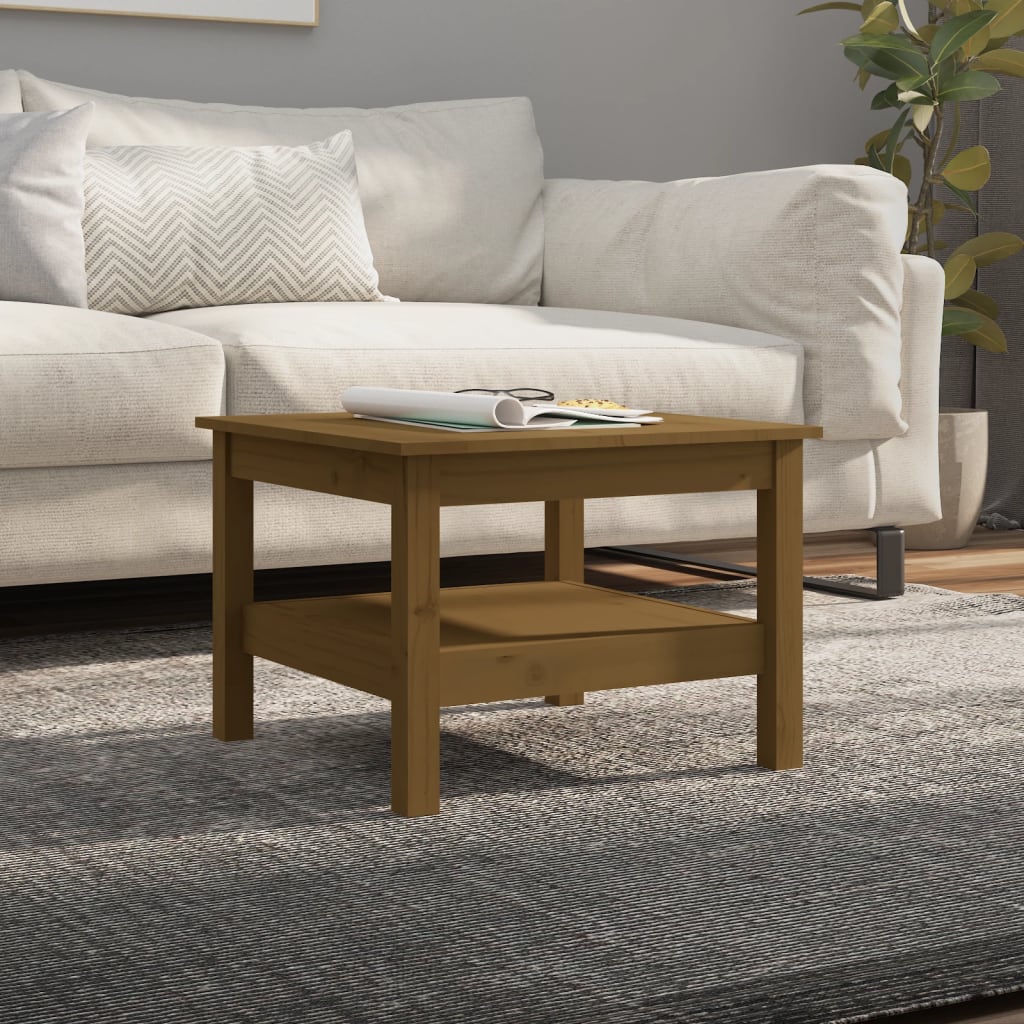 Tavolino da Salotto ambra 55x55x40 cm Legno Massello di Pino
