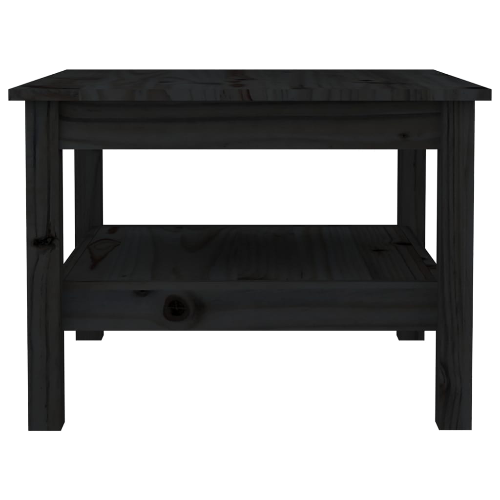 Tavolino da Salotto Nero 55x55x40 cm Legno Massello di Pino