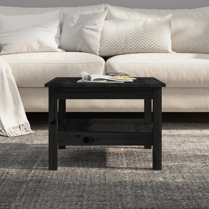 Tavolino da Salotto Nero 55x55x40 cm Legno Massello di Pino
