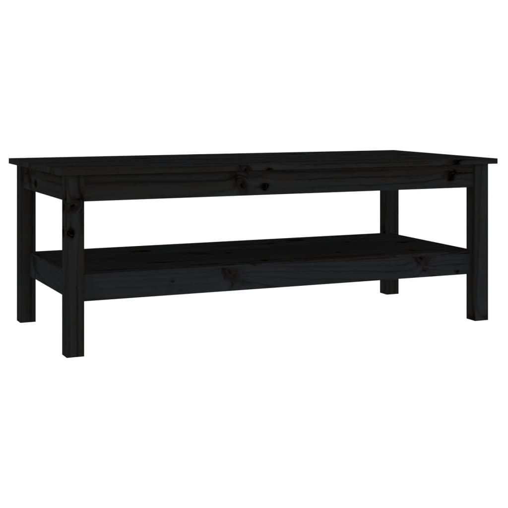 Tavolino da Salotto Nero 110x50x40 cm in Legno Massello di Pino