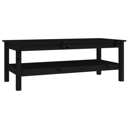 Tavolino da Salotto Nero 110x50x40 cm in Legno Massello di Pino