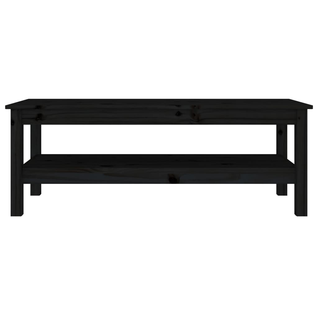 Tavolino da Salotto Nero 110x50x40 cm in Legno Massello di Pino