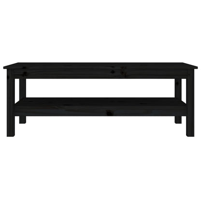 Tavolino da Salotto Nero 110x50x40 cm in Legno Massello di Pino