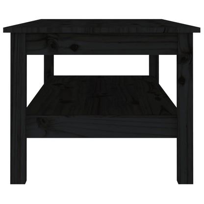 Tavolino da Salotto Nero 110x50x40 cm in Legno Massello di Pino