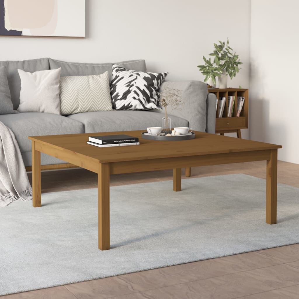 Tavolino da Salotto Marrone Cera 100x100x40 cm Legno di Pino