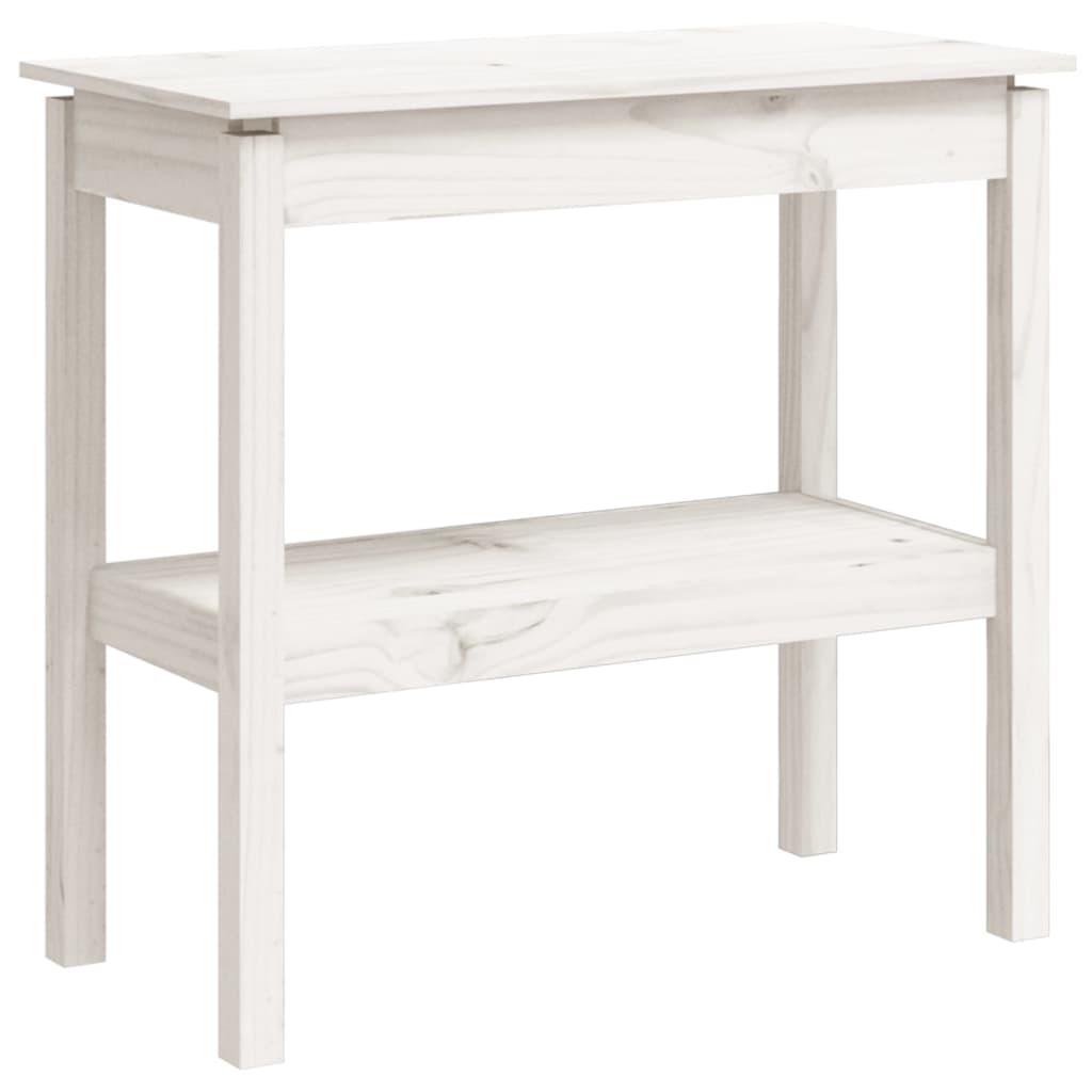 Tavolo Consolle Bianco 80x40x75 cm in Legno Massello di Pino