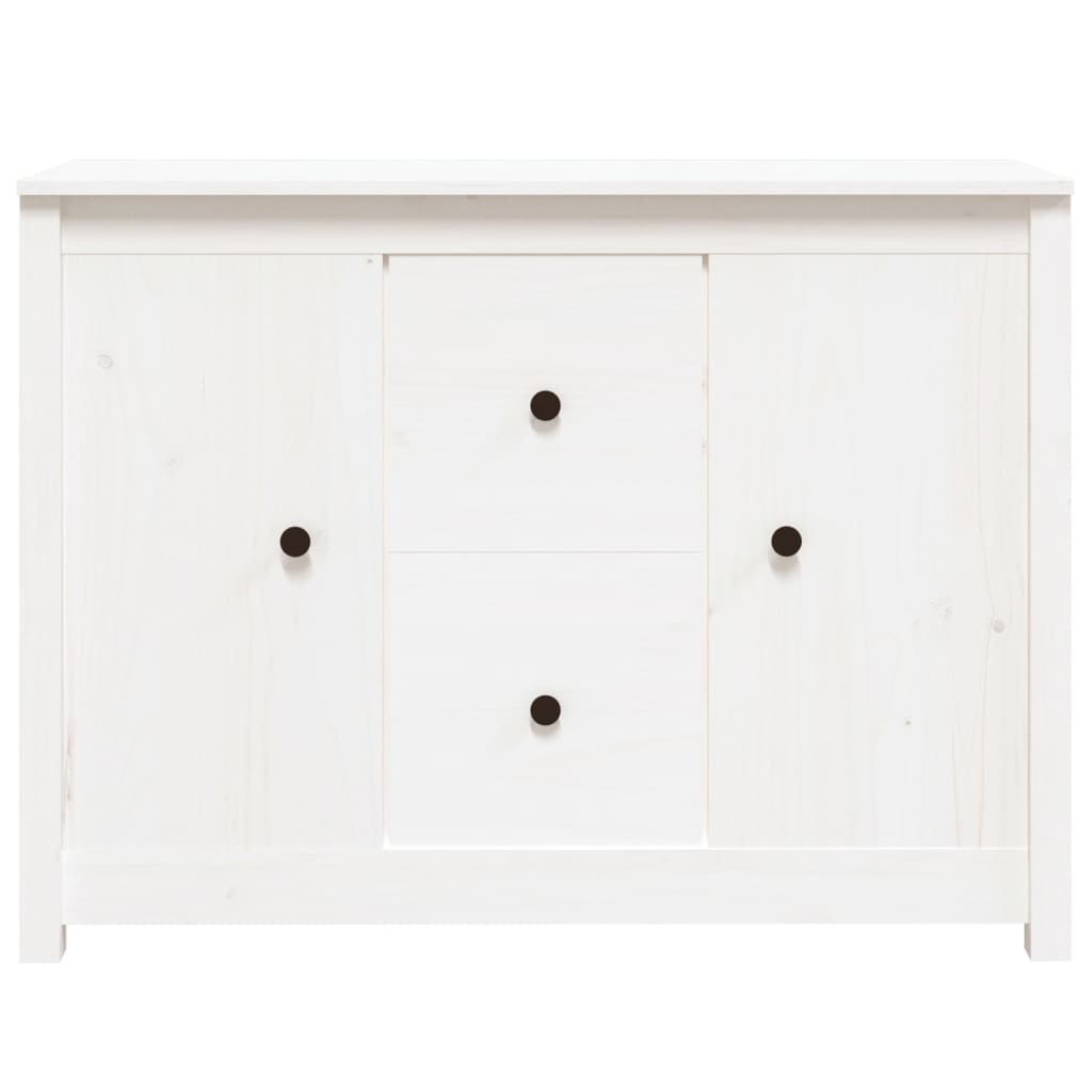 Credenza Bianca 100x35x74 cm in Legno Massello di Pino