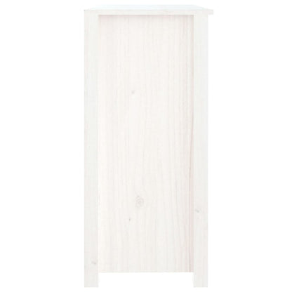 Credenza Bianca 100x35x74 cm in Legno Massello di Pino
