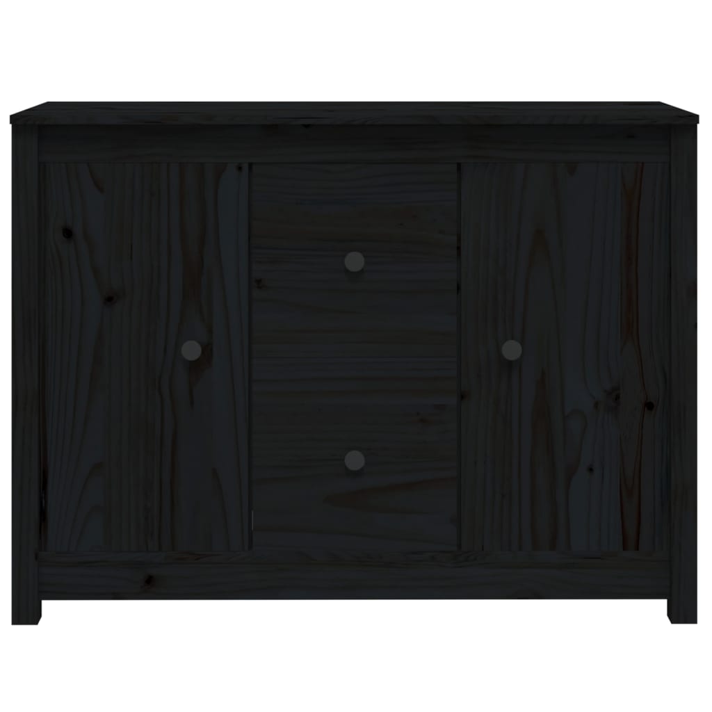 Credenza Nera 100x35x74 cm in Legno Massello di Pino