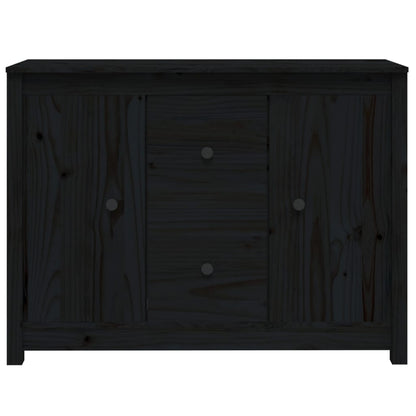 Credenza Nera 100x35x74 cm in Legno Massello di Pino