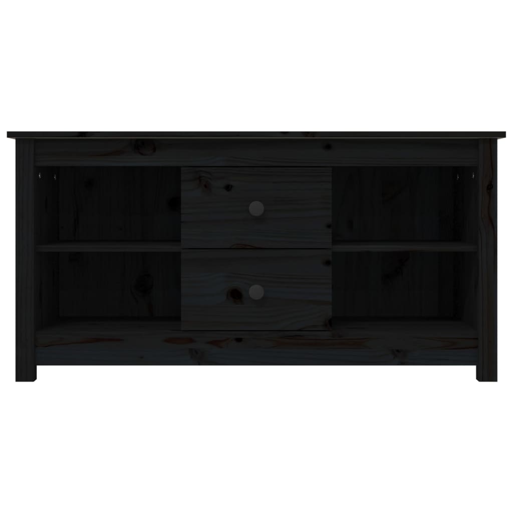 Mobile Porta TV Nero 103x36,5x52 cm in Legno Massello di Pino