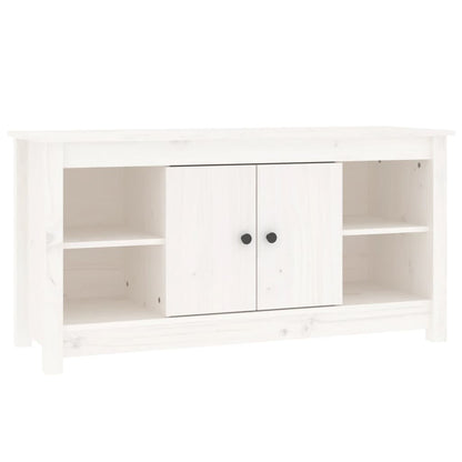 Mobile Porta TV Bianco 103x36,5x52 cm in Legno Massello di Pino