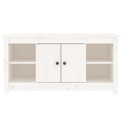 Mobile Porta TV Bianco 103x36,5x52 cm in Legno Massello di Pino