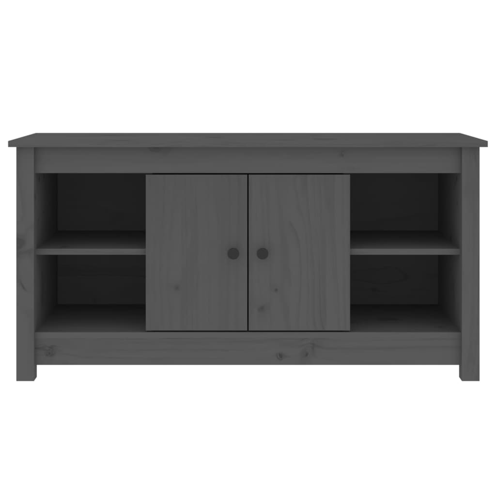 Mobile Porta TV Grigio 103x36,5x52 cm in Legno Massello di Pino