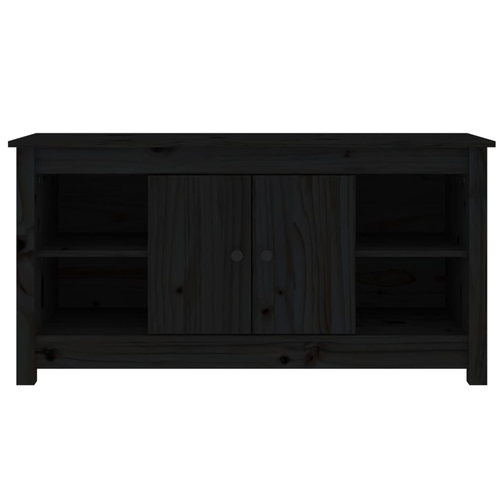 Mobile Porta TV Nero 103x36,5x52 cm in Legno Massello di Pino