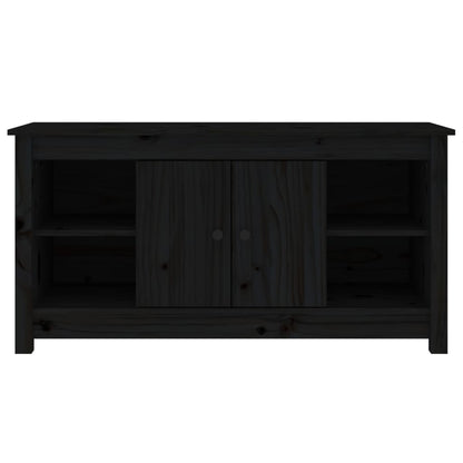 Mobile Porta TV Nero 103x36,5x52 cm in Legno Massello di Pino