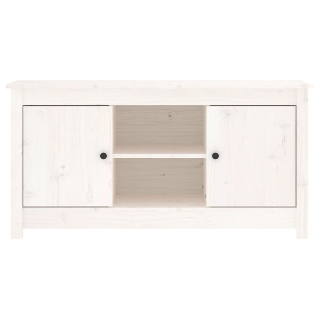 Mobile Porta TV Bianco 103x36,5x52 cm in Legno Massello di Pino