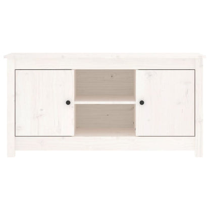 Mobile Porta TV Bianco 103x36,5x52 cm in Legno Massello di Pino