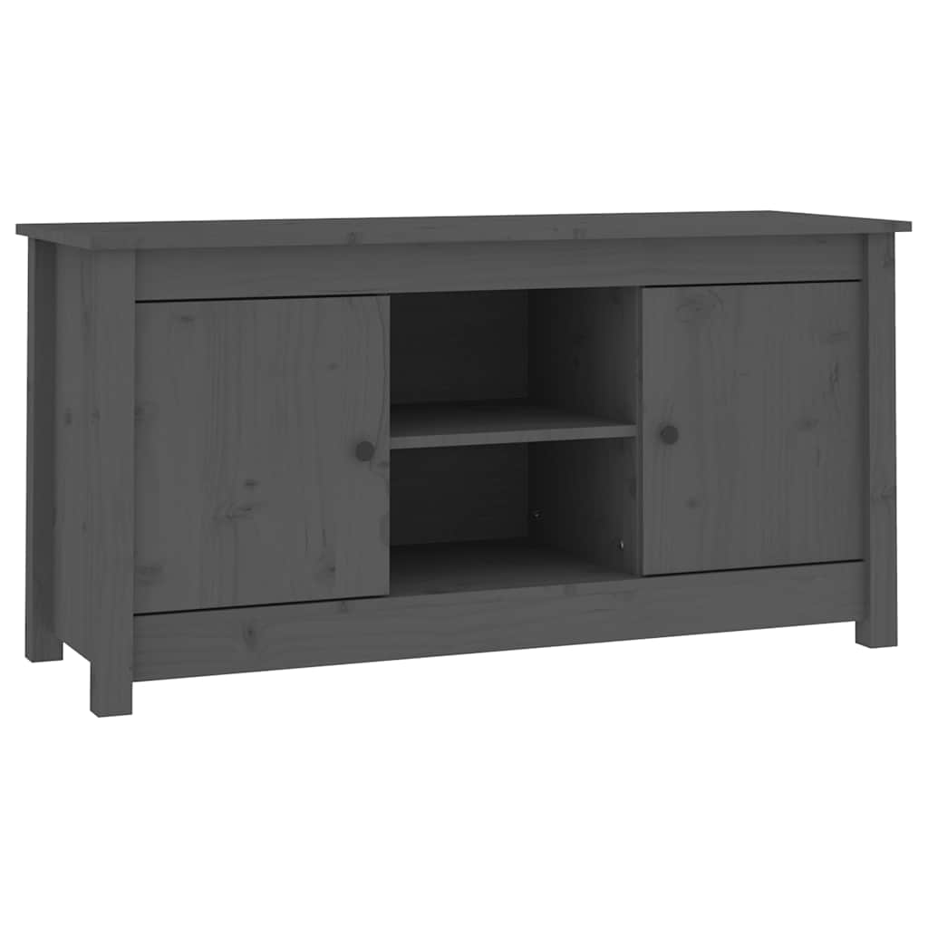 Mobile Porta TV Grigio 103x36,5x52 cm in Legno Massello di Pino