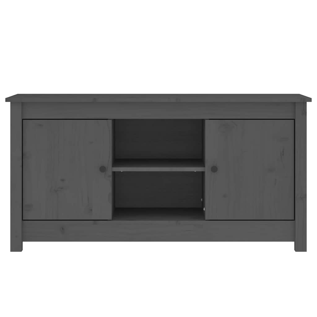 Mobile Porta TV Grigio 103x36,5x52 cm in Legno Massello di Pino