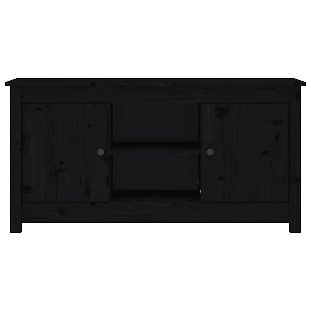Mobile Porta TV Nero 103x36,5x52 cm in Legno Massello di Pino
