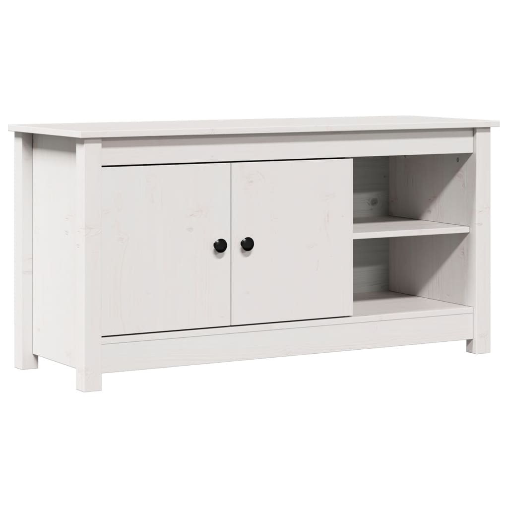 Mobile Porta TV Bianco 103x36,5x52 cm in Legno Massello di Pino