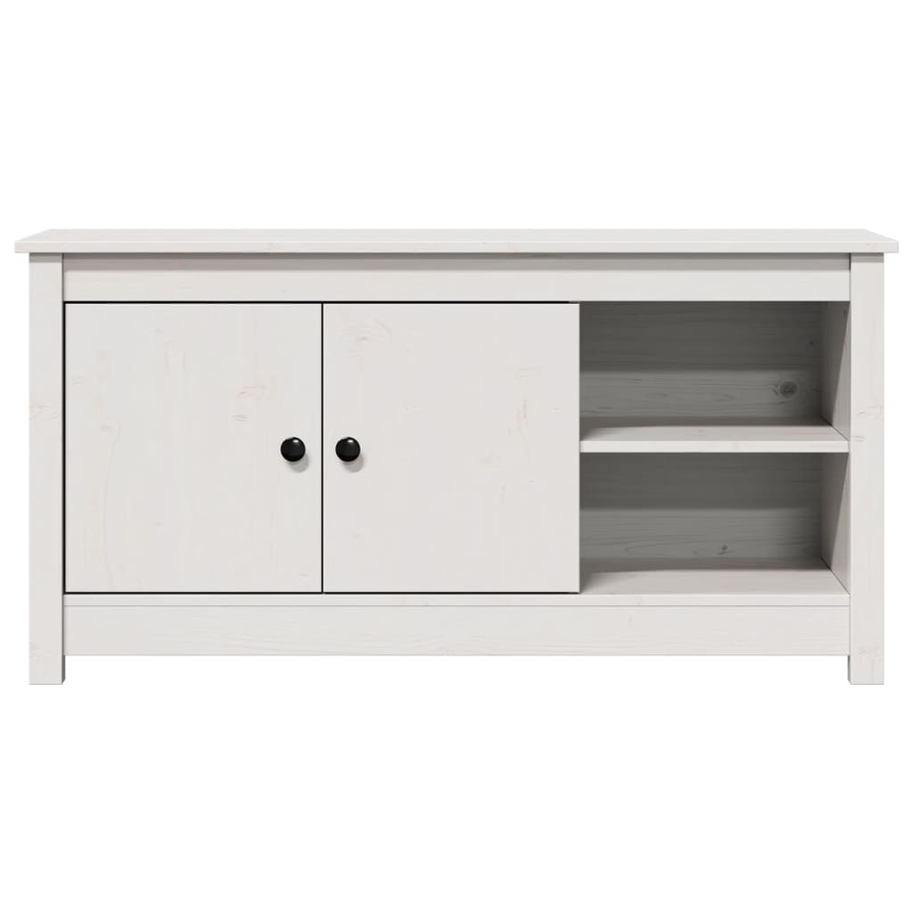 Mobile Porta TV Bianco 103x36,5x52 cm in Legno Massello di Pino
