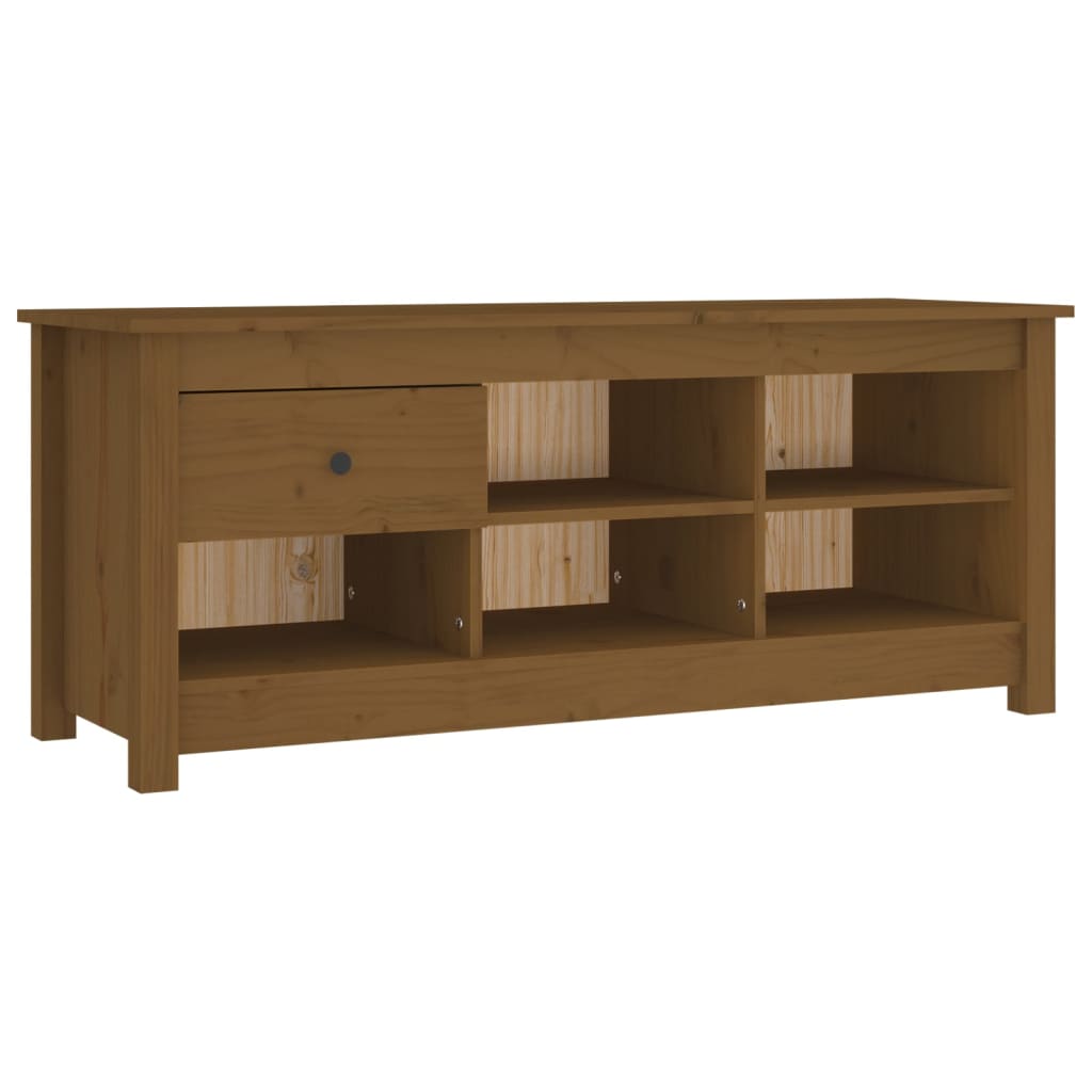 Scarpiera Marrone Ambra 110x38x45,5cm in Legno Massello di Pino