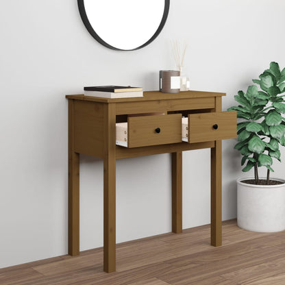 Tavolo Consolle Marrone Ambra 70x35x75cm Legno Massello di Pino