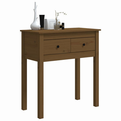 Tavolo Consolle Marrone Ambra 70x35x75cm Legno Massello di Pino