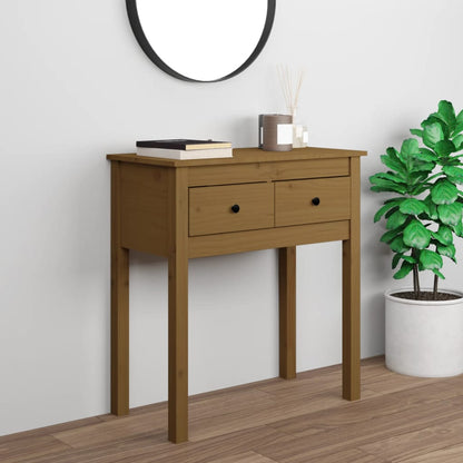 Tavolo Consolle Marrone Ambra 70x35x75cm Legno Massello di Pino