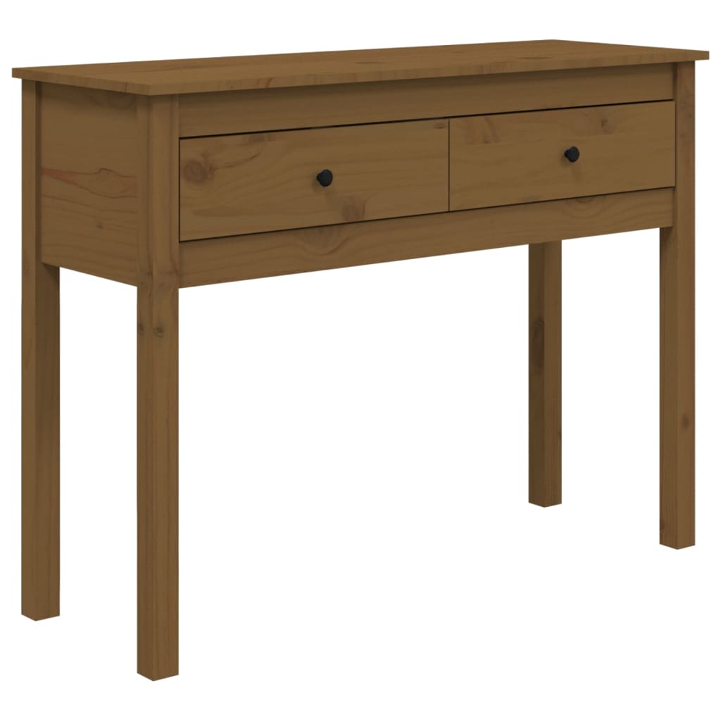 Tavolo Consolle Ambrato 100x35x75 cm in Legno Massello di Pino
