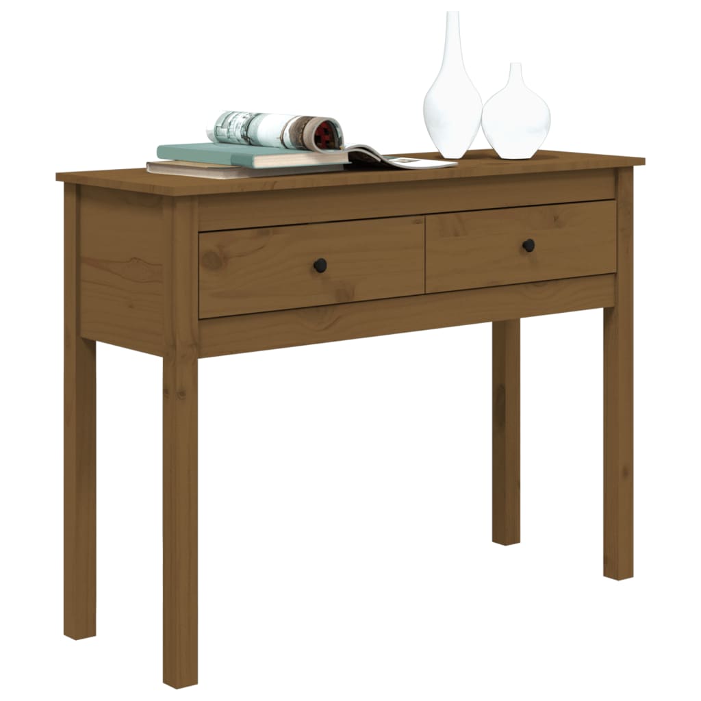 Tavolo Consolle Ambrato 100x35x75 cm in Legno Massello di Pino