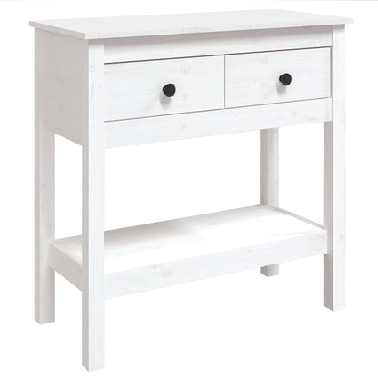Tavolo Consolle Bianco 75x35x75 cm in Legno Massello di Pino
