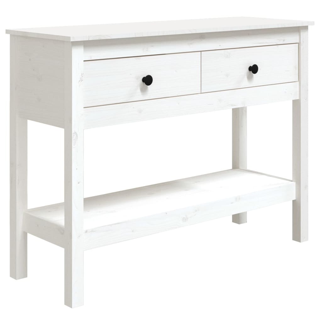 Tavolo Consolle Bianco 100x35x75 cm in Legno Massello di Pino